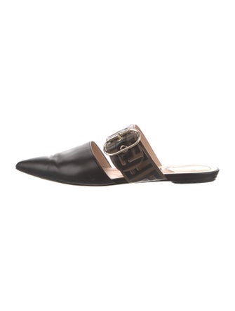 Fendi Zucca FF Logo Leather Mules