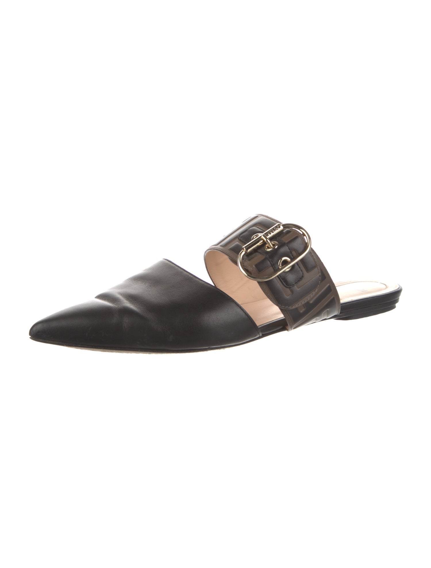 Fendi Zucca FF Logo Leather Mules
