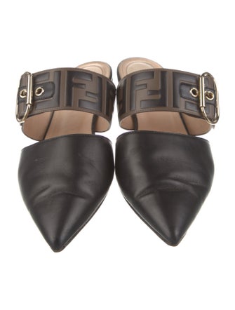 Fendi Zucca FF Logo Leather Mules