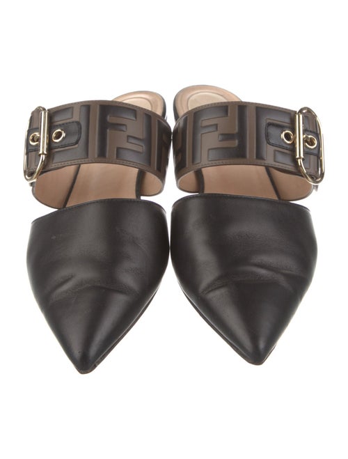 Fendi Zucca FF Logo Leather Mules