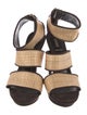 Fendi Straw Leather Trim Embellishment Sandals