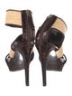 Fendi Straw Leather Trim Embellishment Sandals