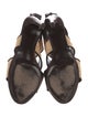 Fendi Straw Leather Trim Embellishment Sandals