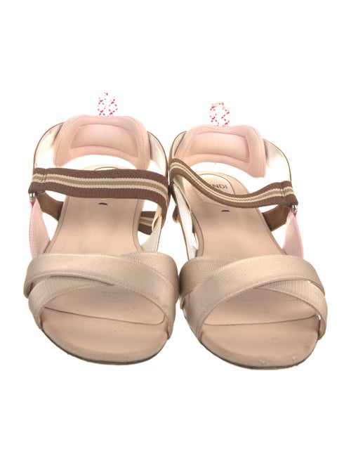 Fendi Zucca FF Logo Canvas T-Strap Sandals
