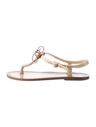 Fendi Zucca FF Logo Rubber T-Strap Sandals