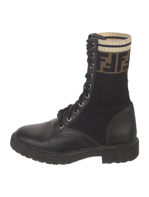 Fendi Zucca FF Logo Leather Combat Boots