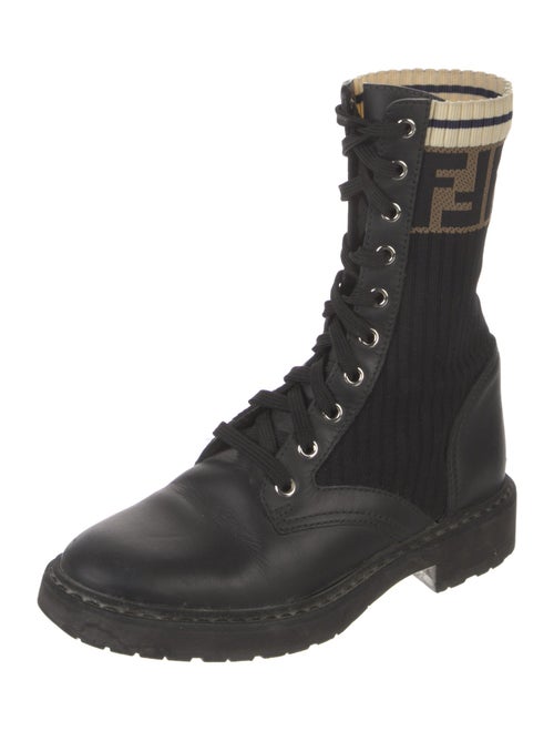 Fendi Zucca FF Logo Leather Combat Boots