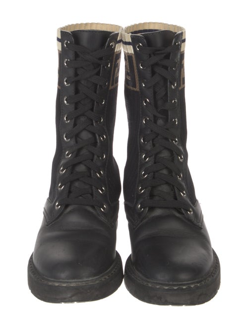 Fendi Zucca FF Logo Leather Combat Boots