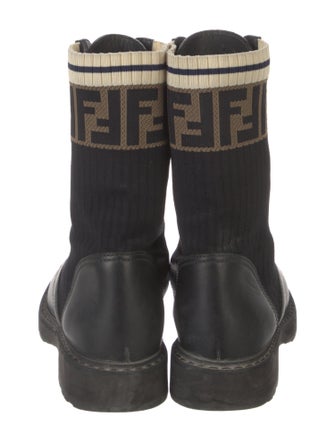 Fendi Zucca FF Logo Leather Combat Boots