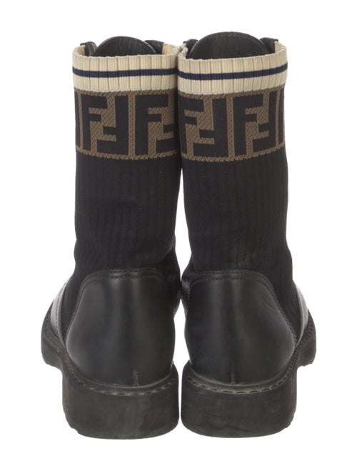 Fendi Zucca FF Logo Leather Combat Boots