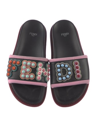 Fendi Leather Printed Slides