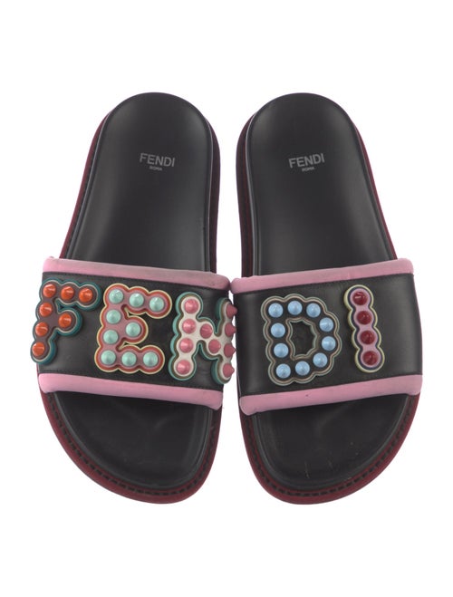 Fendi Leather Printed Slides