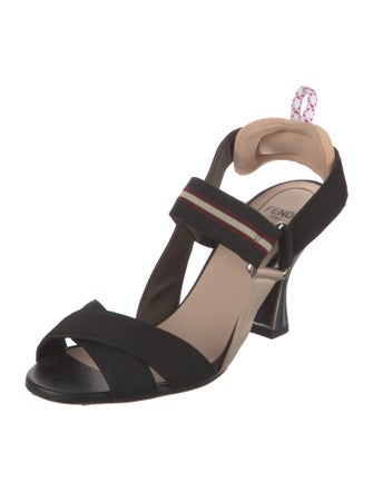 Fendi Leather Trim Embellishment Slingback Sandals