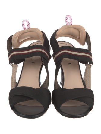 Fendi Leather Trim Embellishment Slingback Sandals