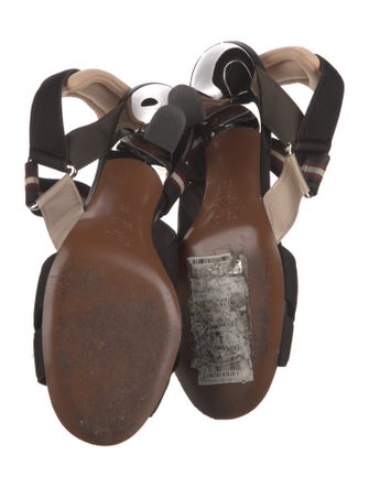 Fendi Leather Trim Embellishment Slingback Sandals