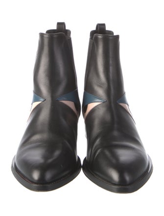 Fendi Monsters Motif Leather Chelsea Boots