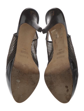 Fendi Signature Logo Mesh Slingback Pumps