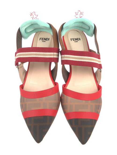 Fendi Zucca FF Logo Mesh Slingback Flats