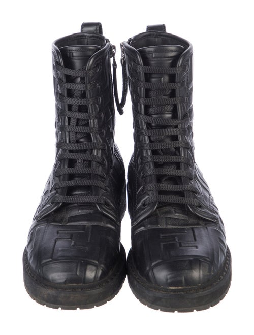 Fendi Zucca FF Logo Leather Combat Boots