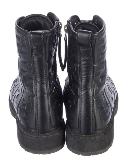 Fendi Zucca FF Logo Leather Combat Boots