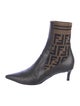 Fendi Zucca FF Logo Leather Sock Boots