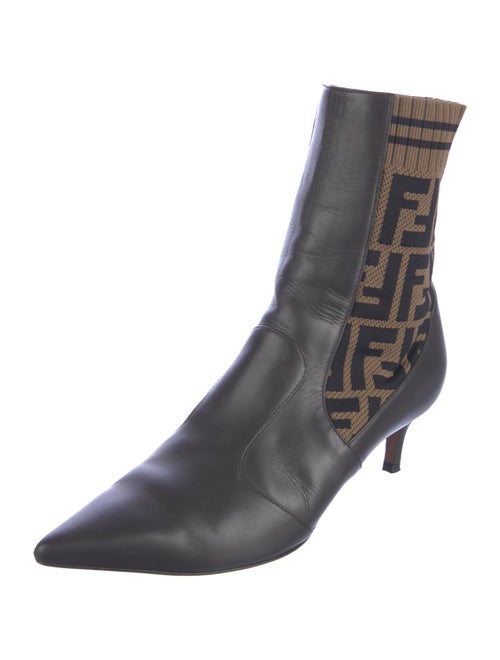 Fendi Zucca FF Logo Leather Sock Boots