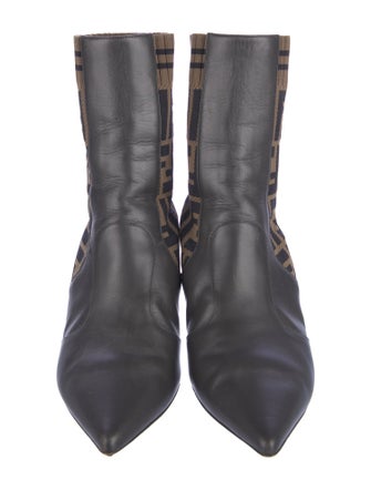 Fendi Zucca FF Logo Leather Sock Boots