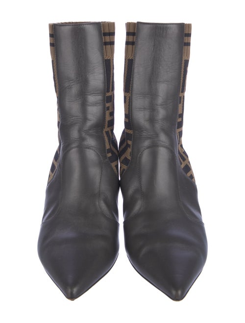 Fendi Zucca FF Logo Leather Sock Boots