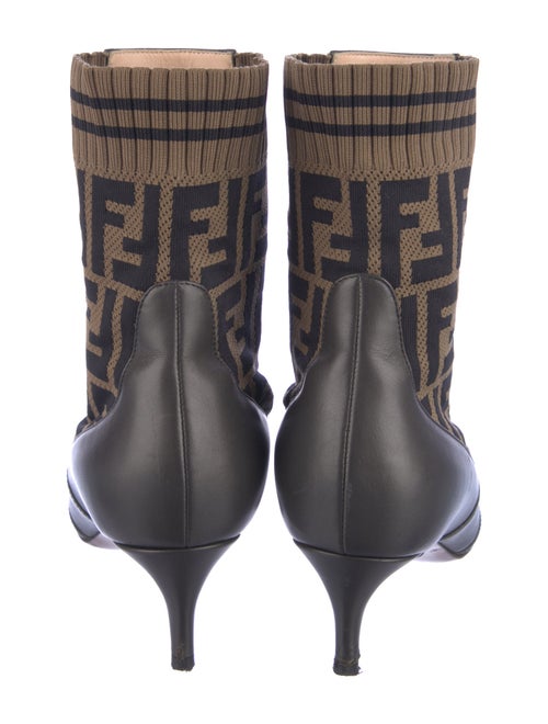 Fendi Zucca FF Logo Leather Sock Boots