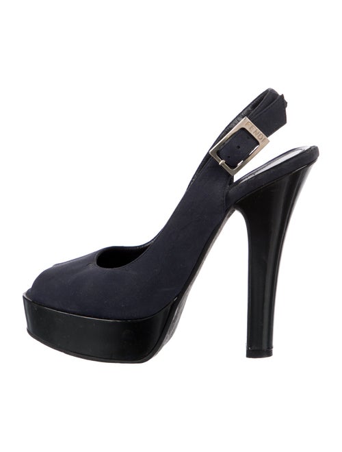 Fendi Zucca FF Logo Suede Slingback Pumps