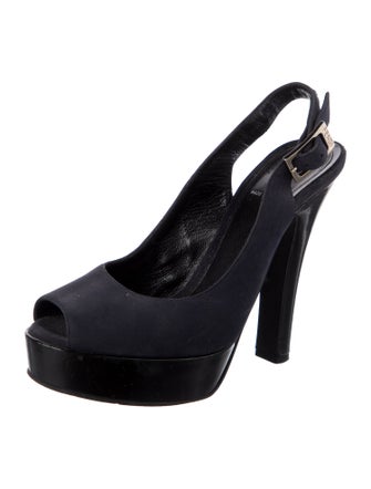 Fendi Zucca FF Logo Suede Slingback Pumps