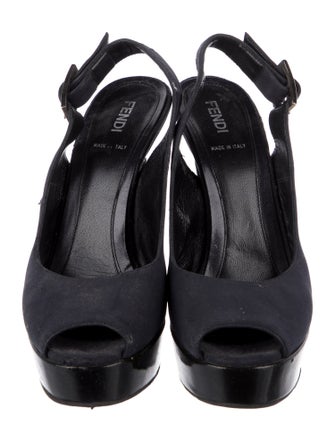 Fendi Zucca FF Logo Suede Slingback Pumps