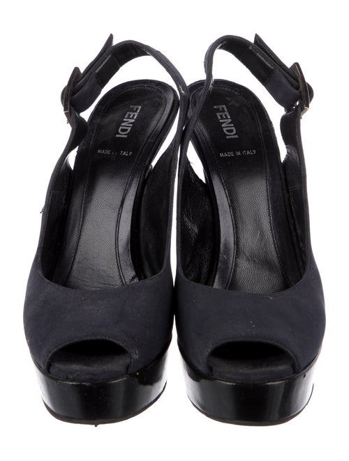 Fendi Zucca FF Logo Suede Slingback Pumps