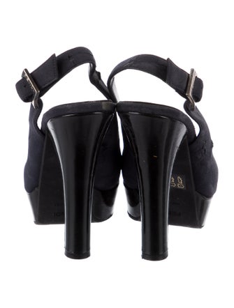 Fendi Zucca FF Logo Suede Slingback Pumps