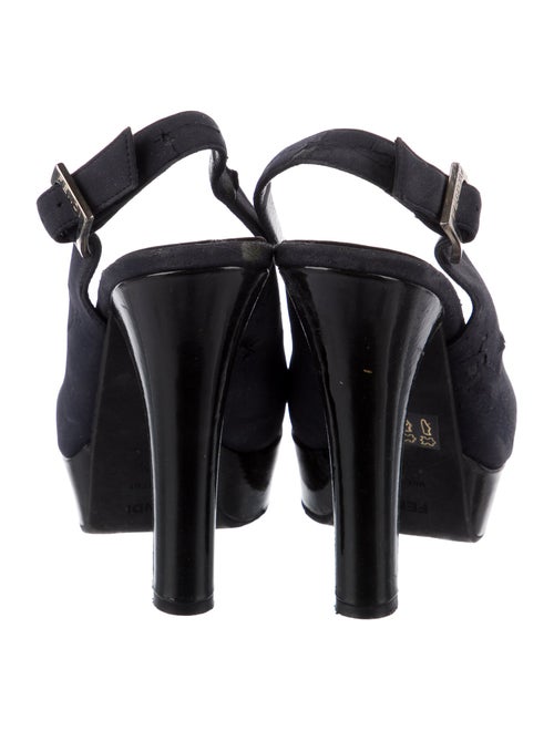 Fendi Zucca FF Logo Suede Slingback Pumps