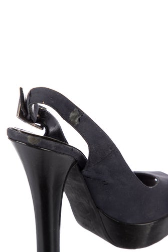 Fendi Zucca FF Logo Suede Slingback Pumps