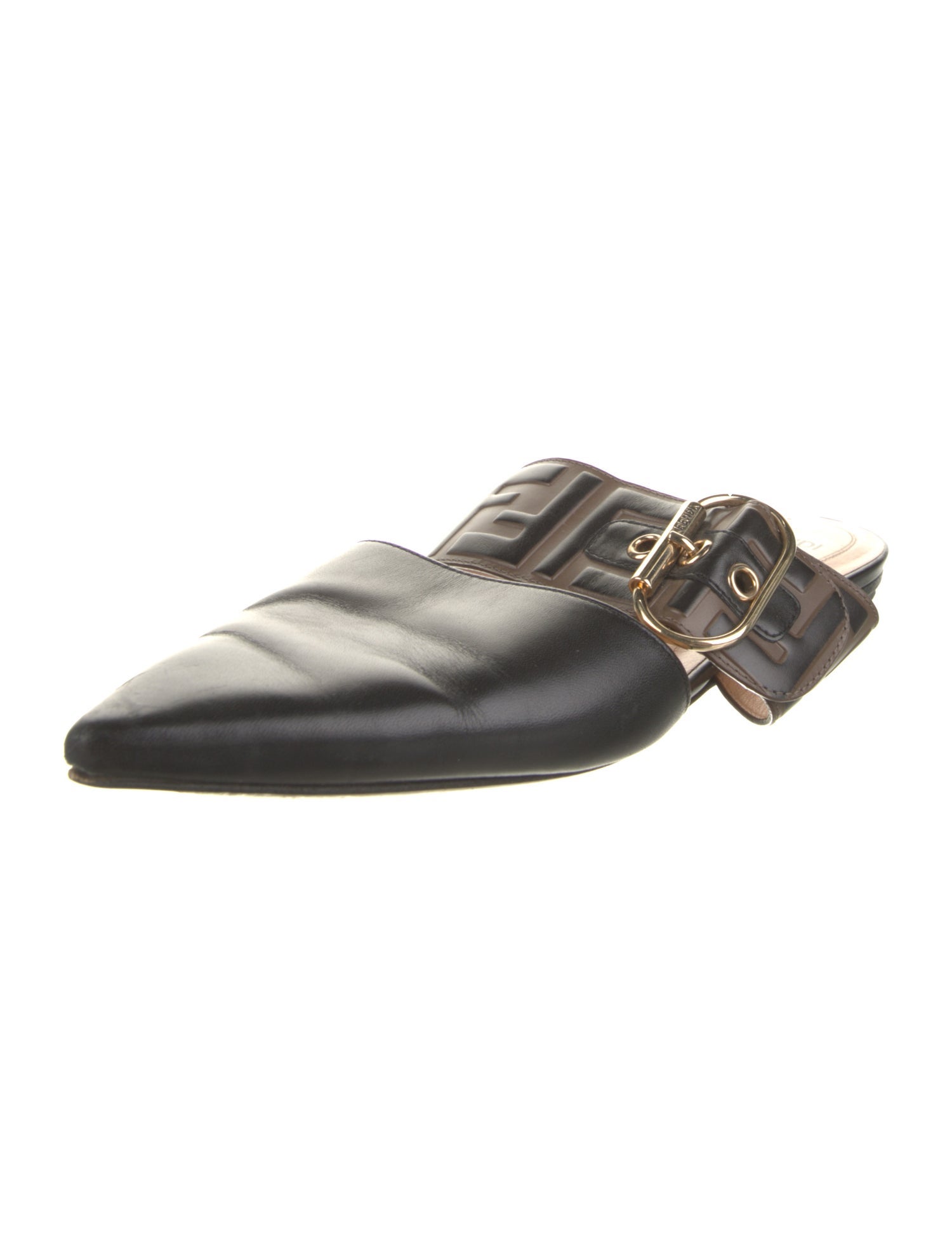 Fendi Zucca FF Logo Leather Mules