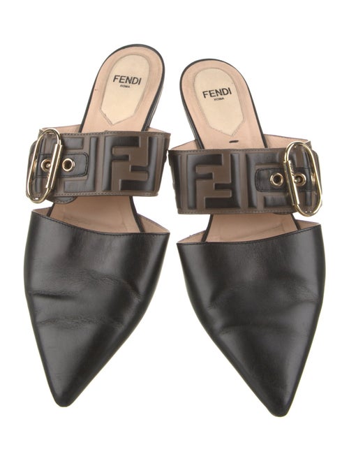 Fendi Zucca FF Logo Leather Mules