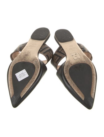 Fendi Zucca FF Logo Leather Mules