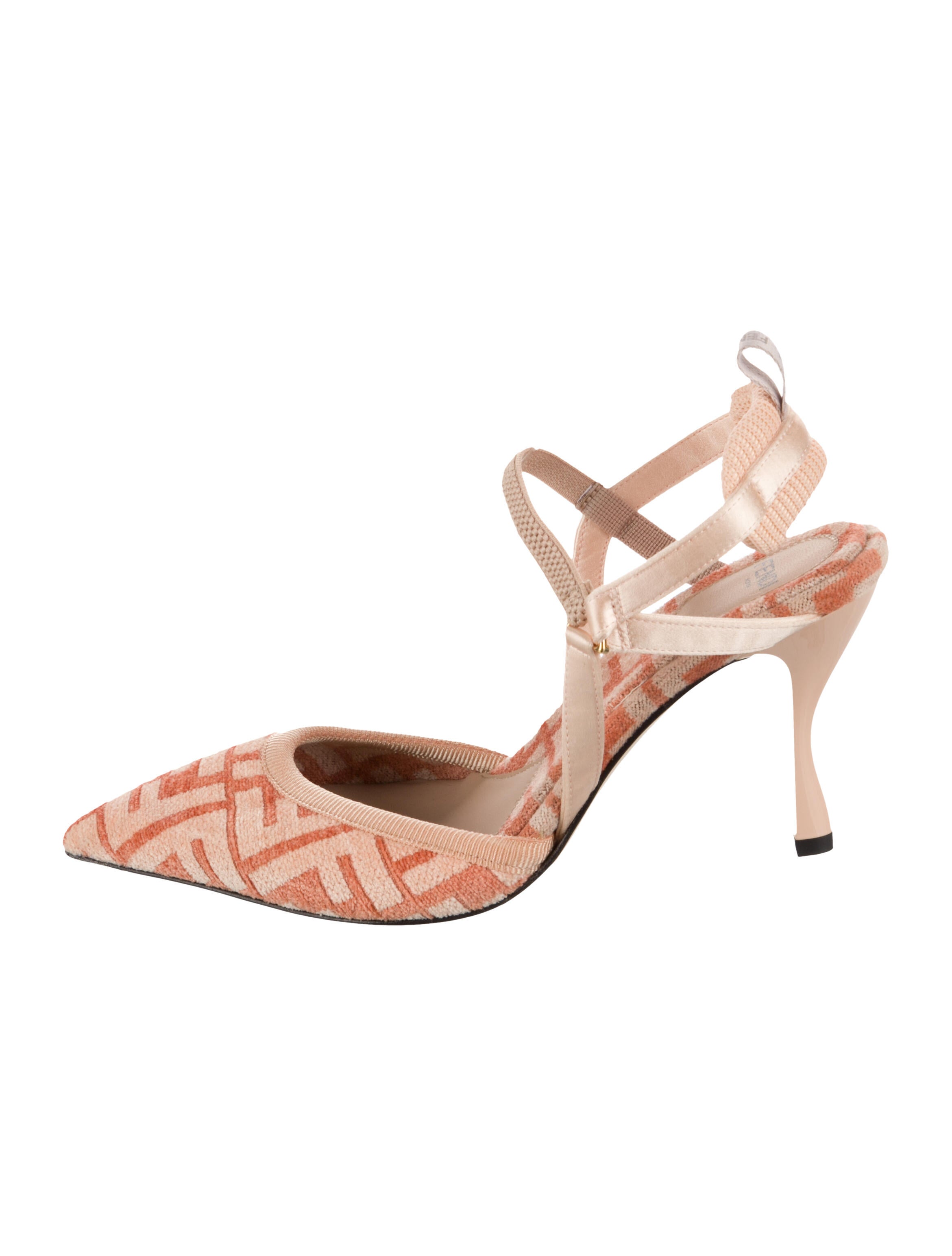 Fendi Zucca FF Logo Canvas Slingback Pumps