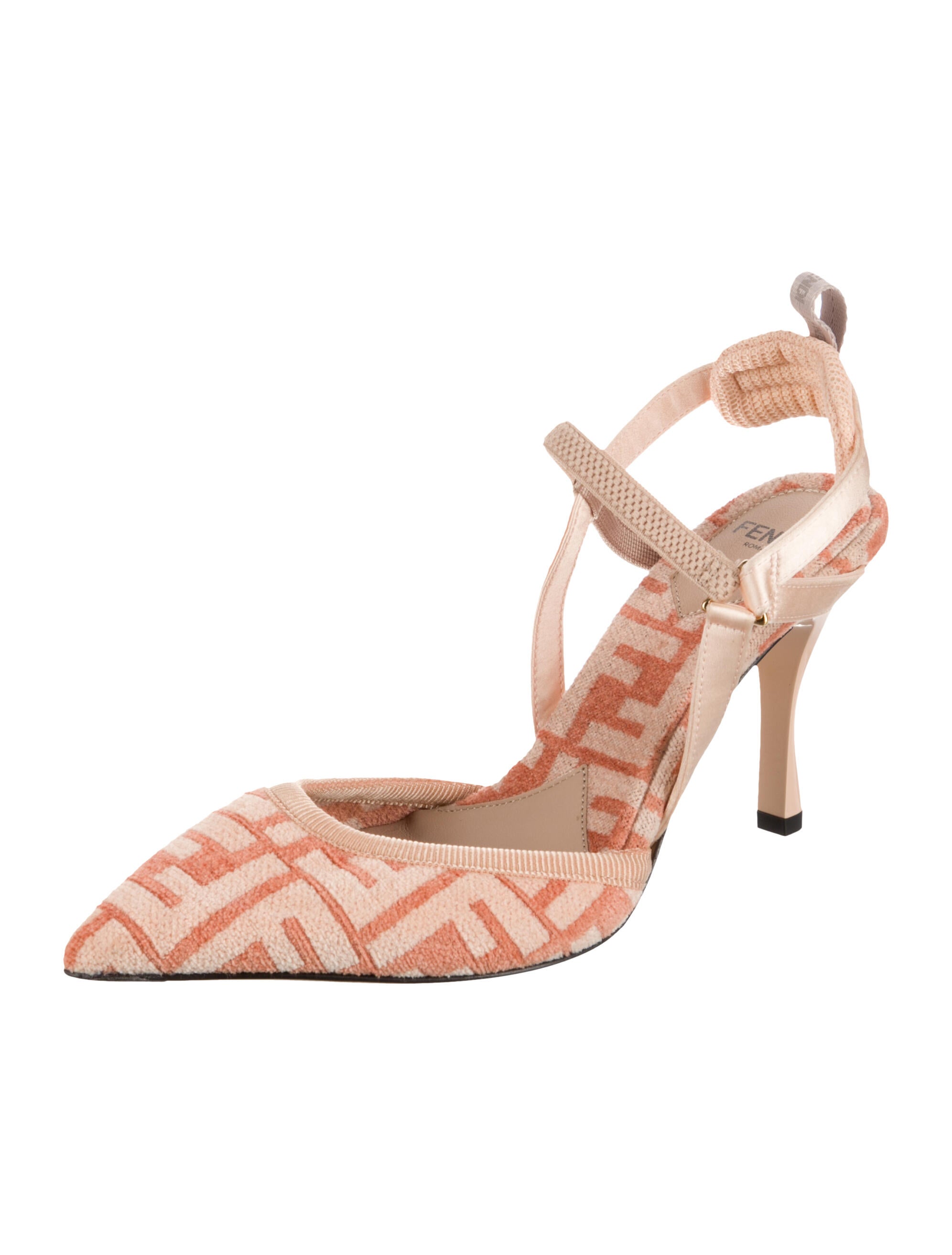 Fendi Zucca FF Logo Canvas Slingback Pumps