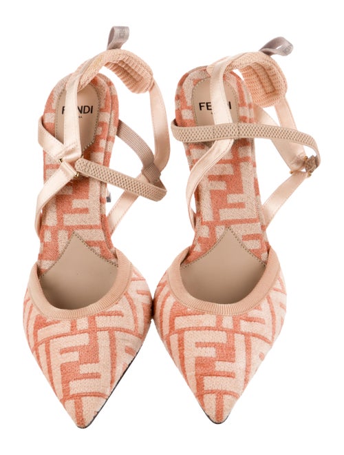 Fendi Zucca FF Logo Canvas Slingback Pumps