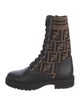 Fendi Zucca FF Logo Leather Combat Boots