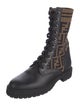 Fendi Zucca FF Logo Leather Combat Boots