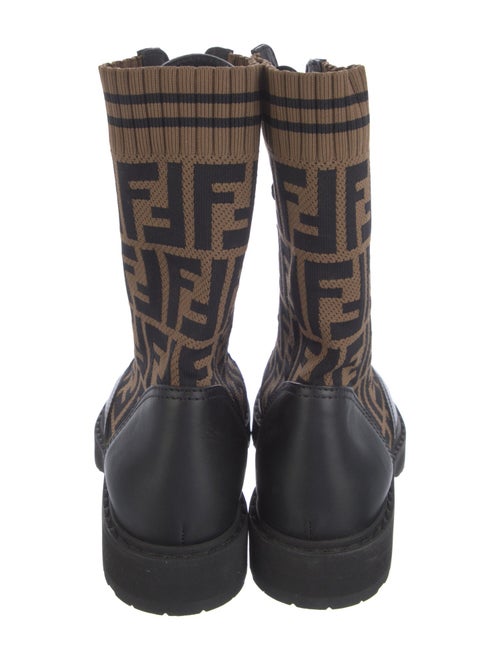 Fendi Zucca FF Logo Leather Combat Boots