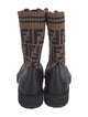 Fendi Zucca FF Logo Leather Combat Boots
