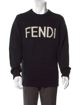 Fendi Karligraphy Accent Virgin Wool Pullover