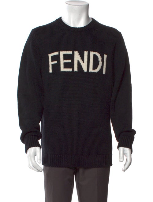 Fendi Karligraphy Accent Virgin Wool Pullover