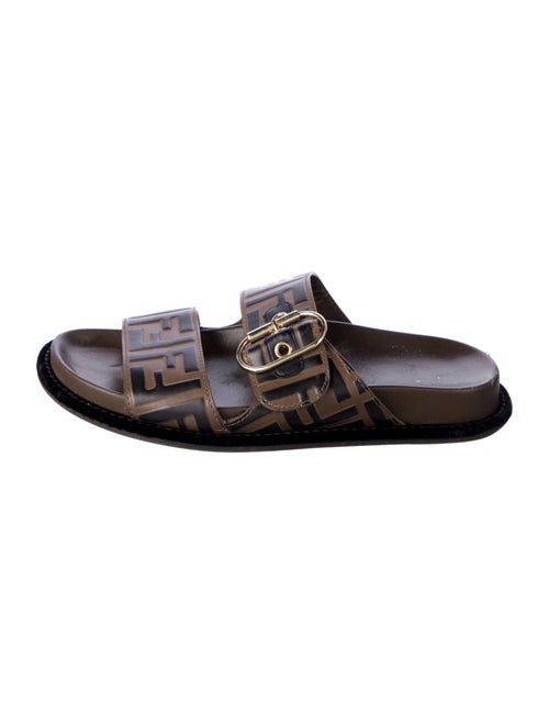 Fendi Zucca FF Logo Leather Slides