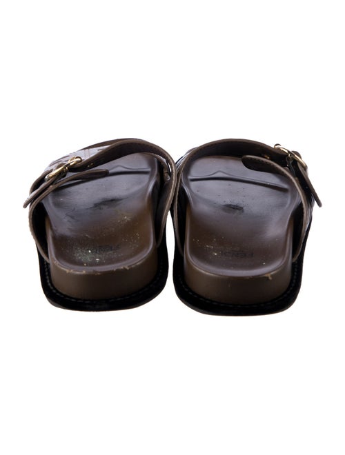 Fendi Zucca FF Logo Leather Slides